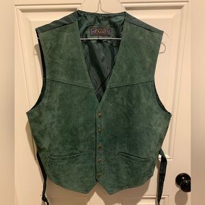 Green leather suede vest. Men’s large